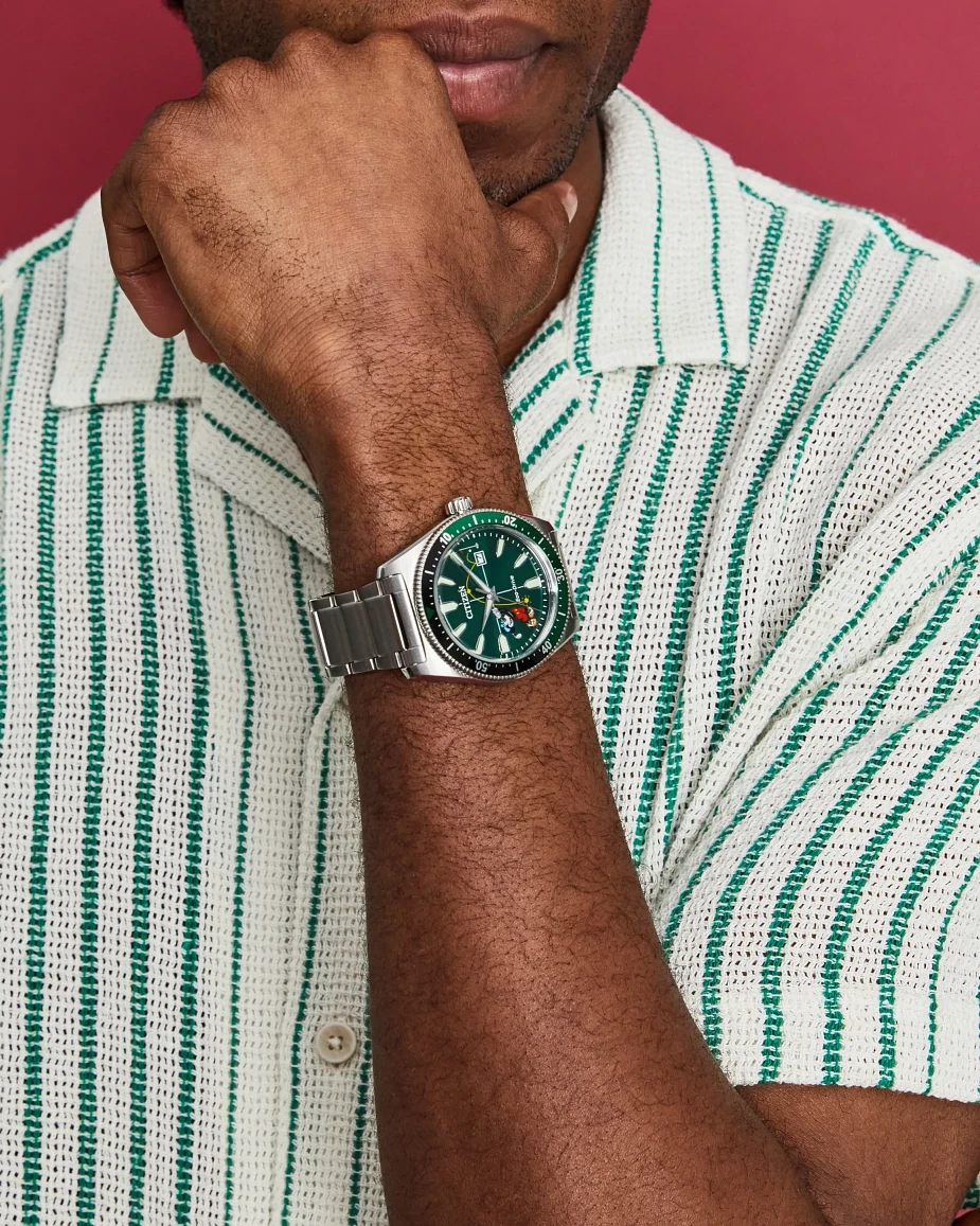 ミッキーのピーンバッチ Tee Time Mickey Green Dial Stainless Steel Bracelet AW1595-78W